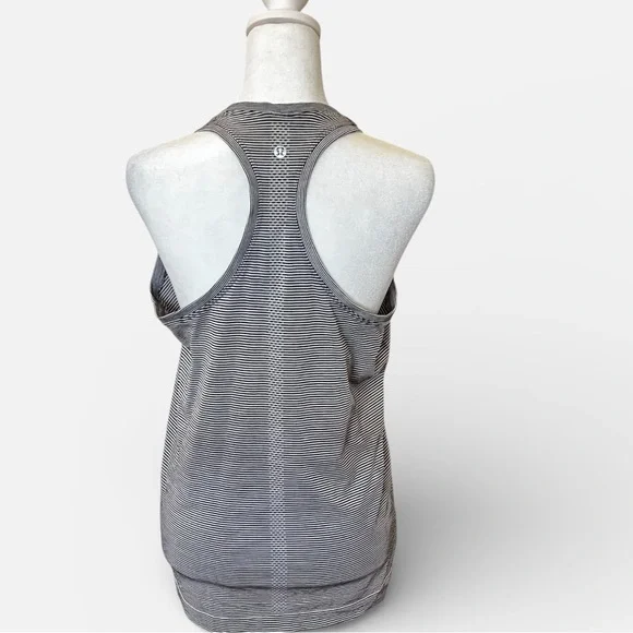 Lululemon Swiftly Tech Racerback Tank Top – Black White Stripe Gorpcore - Picture 3 of 4